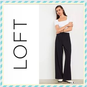 LOFT Black Wide-Leg Trousers